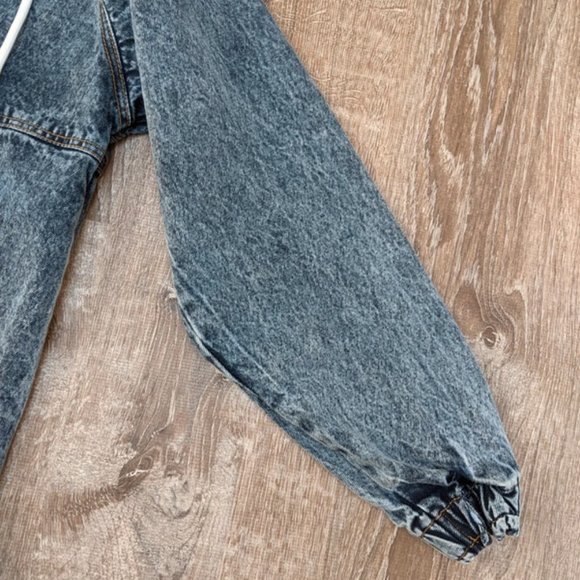 NWT Boohoo Oversized Denim Sherpa Sweatshirt Style Jacket Size 0 Petite - Picture 14 of 16